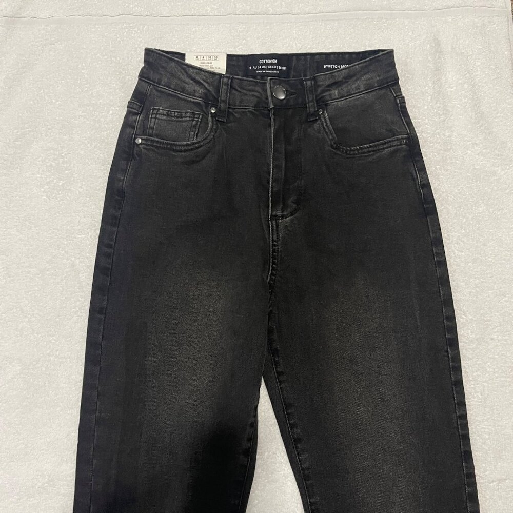 Cotton On Women's Stretch Mom Jeans - Charcoal, Size 4, New - Picture 4 of 12